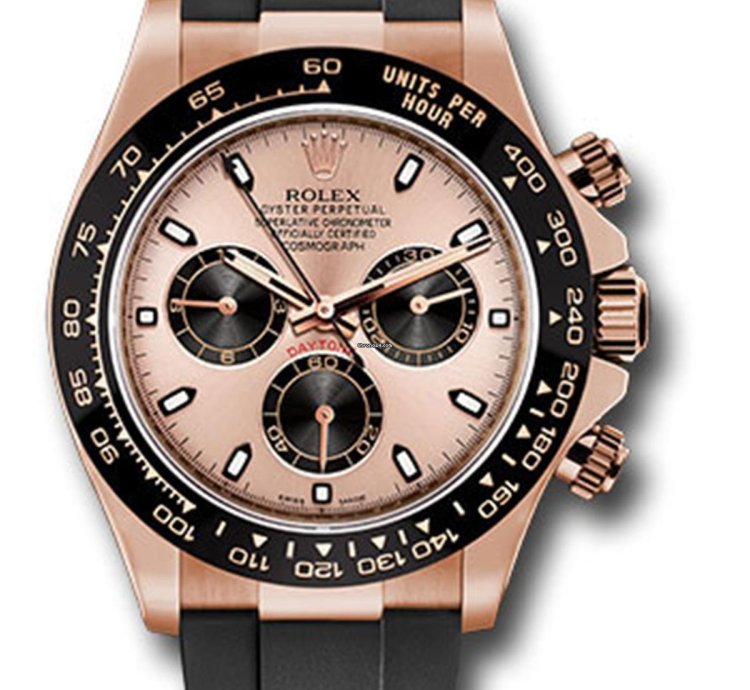 Rolex Daytona Unworn Daytona Rose Gold 116515 Pink Dial Oysterflex Rubber Band