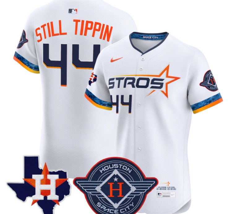 Still Tippin Jersey 44 Houston Astros 2025 City Connect Texas Patch Premier Elite Stitched White