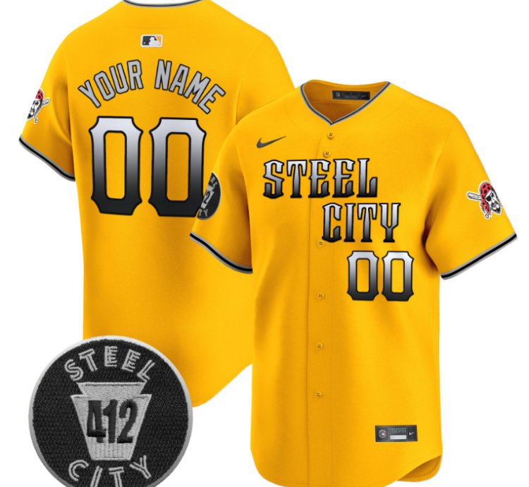 Custom Pittsburgh Pirates Jersey 412 Patch Vapor Premier Limited V8 Stitched Gold