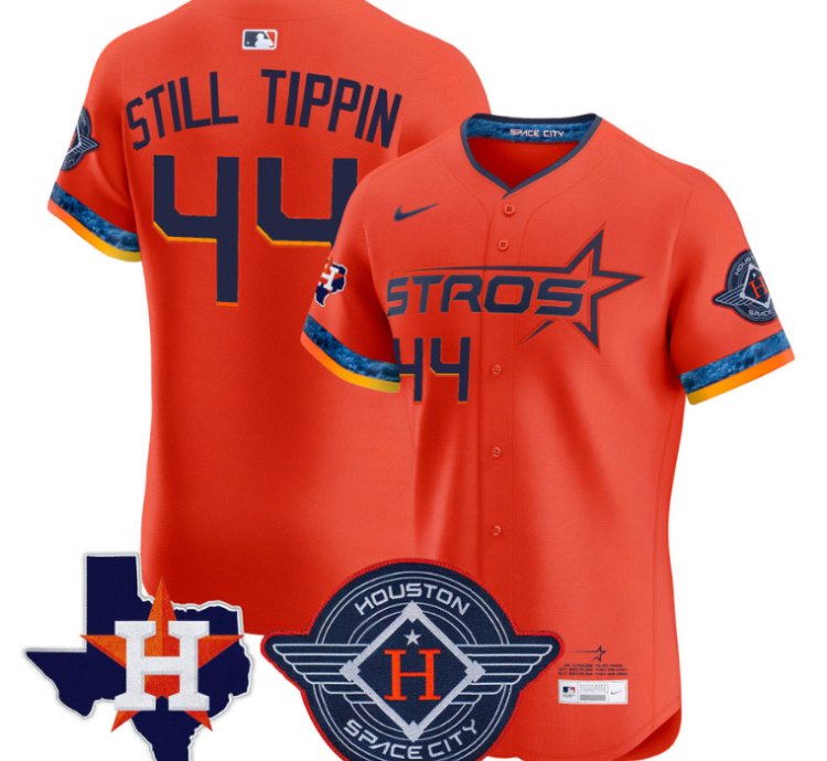Still Tippin Jersey 44 Houston Astros 2025 City Connect Texas Patch Premier Elite Stitched Orange