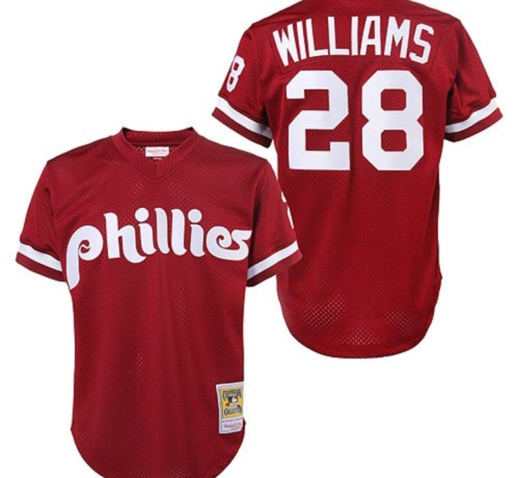 Philadelphia Phillies Mitch Williams Red Throwback Mesh Pullover Jersey