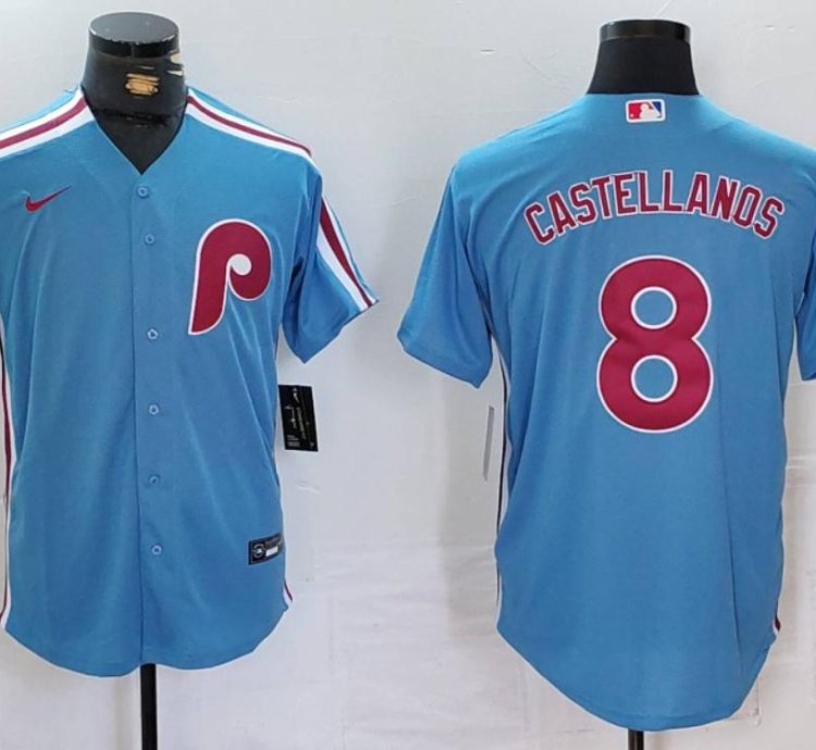 Philadelphia Phillies Nick Castellanos Light Blue Throwback Jersey