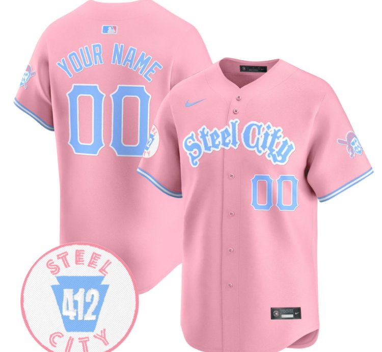 Custom Pittsburgh Pirates Jersey Bubblegum Pink Vapor Premier Limited Stitched Pink