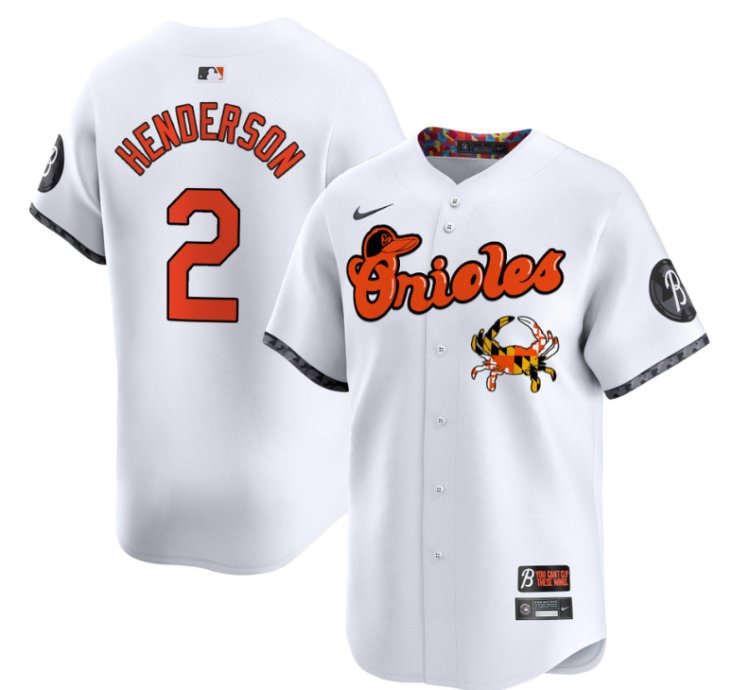 Gunnar Henderson Jersey 2 Baltimore Orioles Maryland Blue Crab Vapor Stitched White