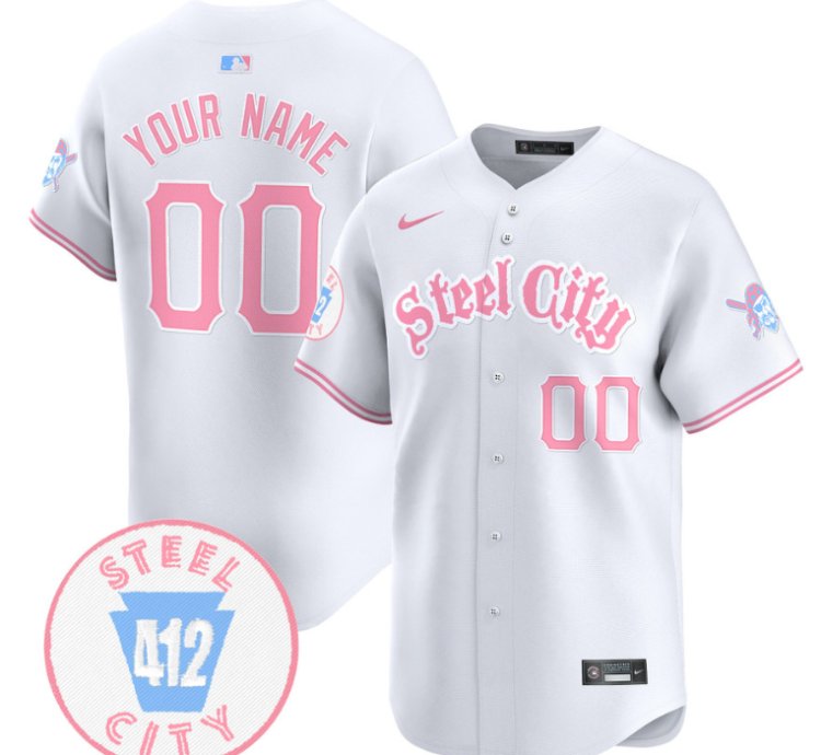 Custom Pittsburgh Pirates Jersey Bubblegum Pink Vapor Premier Limited Stitched White