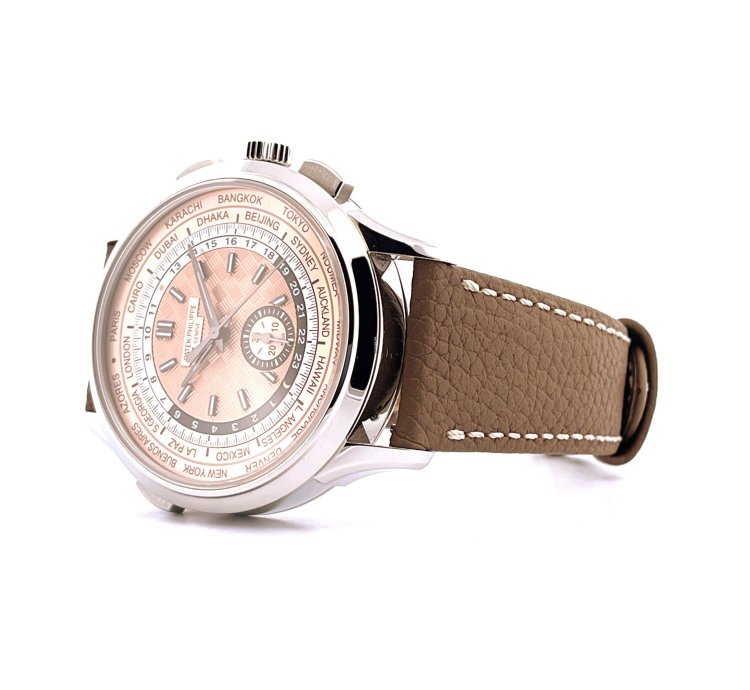 Patek Philippe World Time Chronograph Chrono Flyback Salmon Full Set Incl Inv 2nd Strap 5935a-001 Ger 2024
