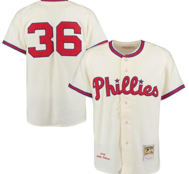 Philadelphia Phillies Robin Roberts Cream 1948 Throwback Jersey