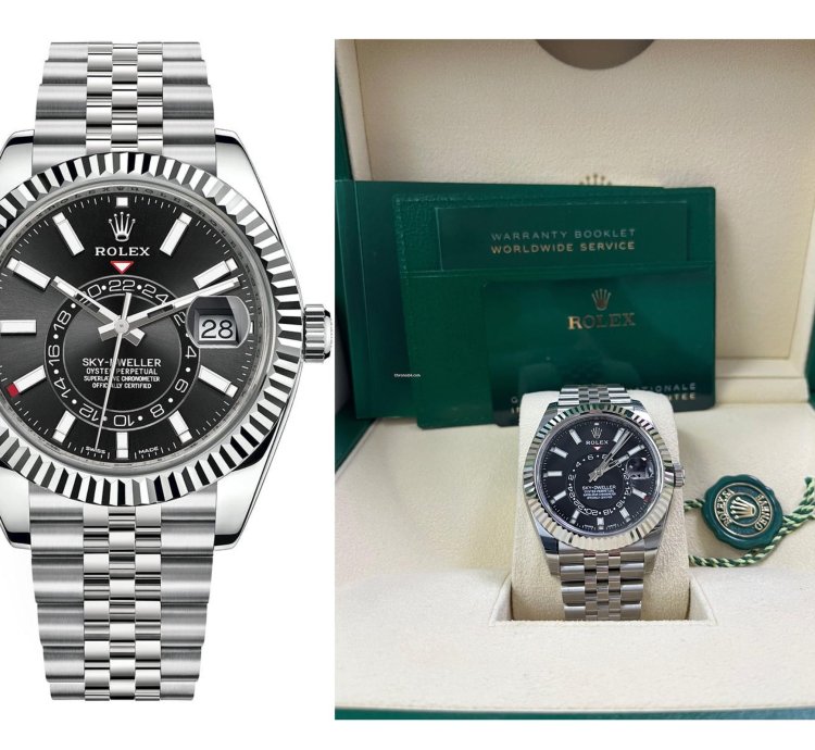Rolex Sky-dweller White Rolesor Sky-dweller Black Index Dial Jubilee Bracelet 326934