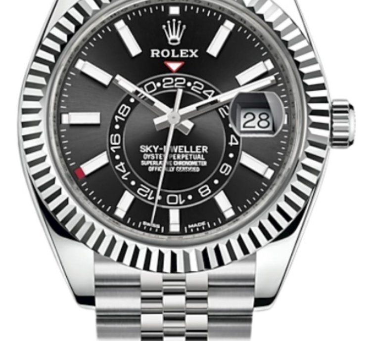 Rolex Sky-dweller White Rolesor Sky-dweller Black Index Dial Jubilee Bracelet 326934