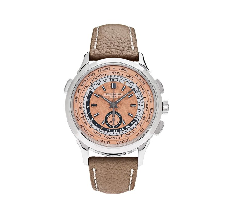 Patek Philippe World Time Chronograph Complications 5935a-001 World Time Chronograph Steel Opaline Carbon Motif Dial