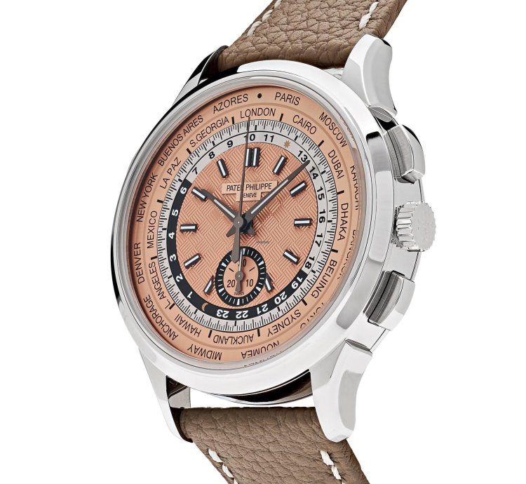 Patek Philippe World Time Chronograph Complications 5935a-001 World Time Chronograph Steel Opaline Carbon Motif Dial
