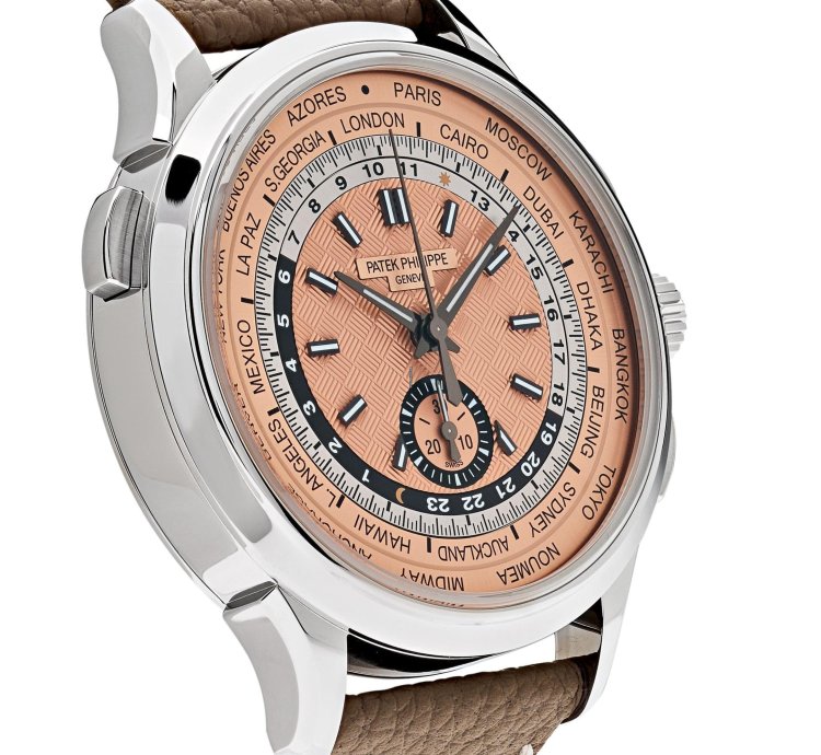 Patek Philippe World Time Chronograph Complications 5935a-001 World Time Chronograph Steel Opaline Carbon Motif Dial