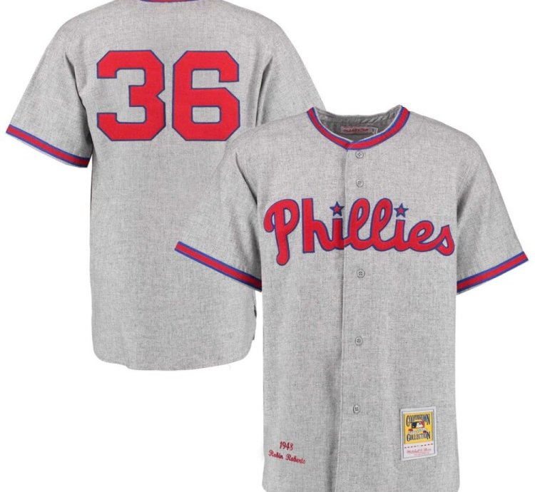 Philadelphia Phillies Robin Roberts Gray 1948 Throwback Jersey