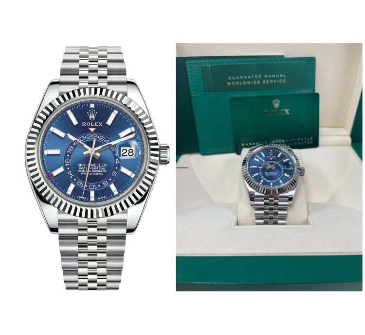 Rolex Sky-dweller White Rolesor Sky-dweller Watch - Blue Index Dial - Jubilee Fluted Bezel 326934