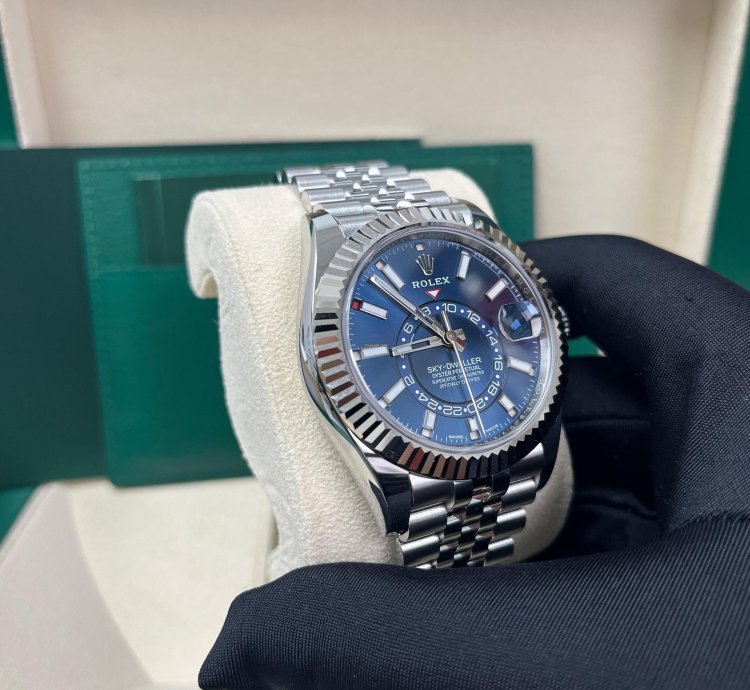 Rolex Sky-dweller White Rolesor Sky-dweller Watch - Blue Index Dial - Jubilee Fluted Bezel 326934