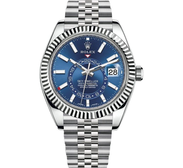 Rolex Sky-dweller White Rolesor Sky-dweller Watch - Blue Index Dial - Jubilee Fluted Bezel 326934