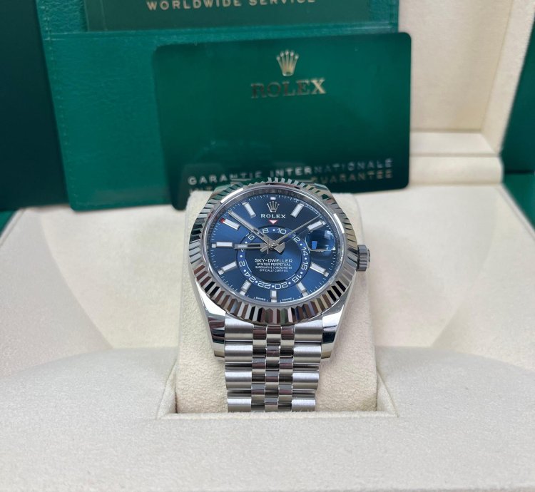 Rolex Sky-dweller White Rolesor Sky-dweller Watch - Blue Index Dial - Jubilee Fluted Bezel 326934