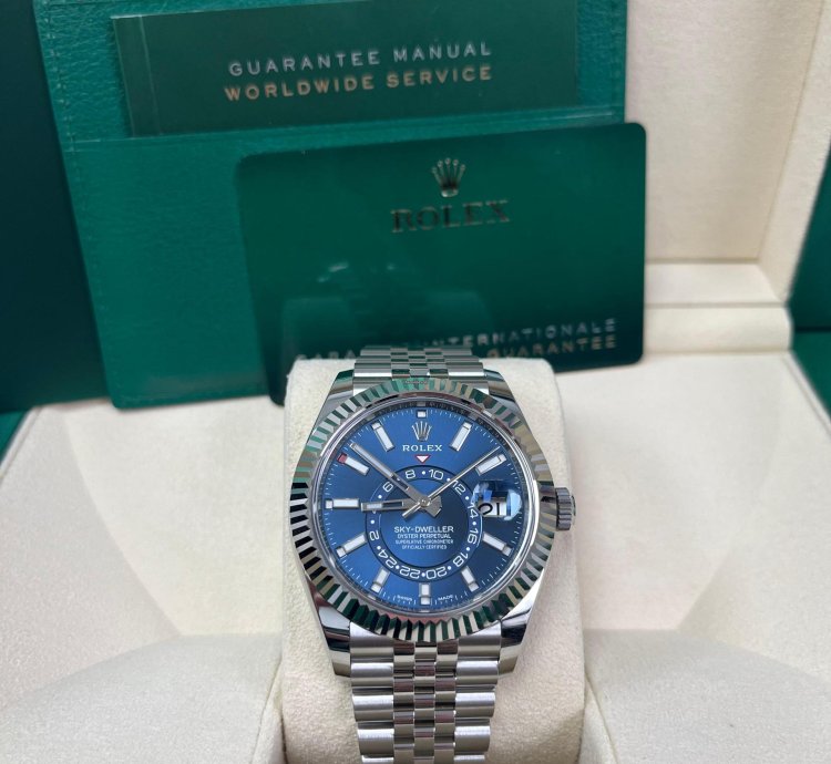 Rolex Sky-dweller White Rolesor Sky-dweller Watch - Blue Index Dial - Jubilee Fluted Bezel 326934