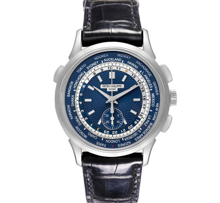 Patek Philippe World Time Chronograph Complications White Gold Mens Watch 5930 Box Papers
