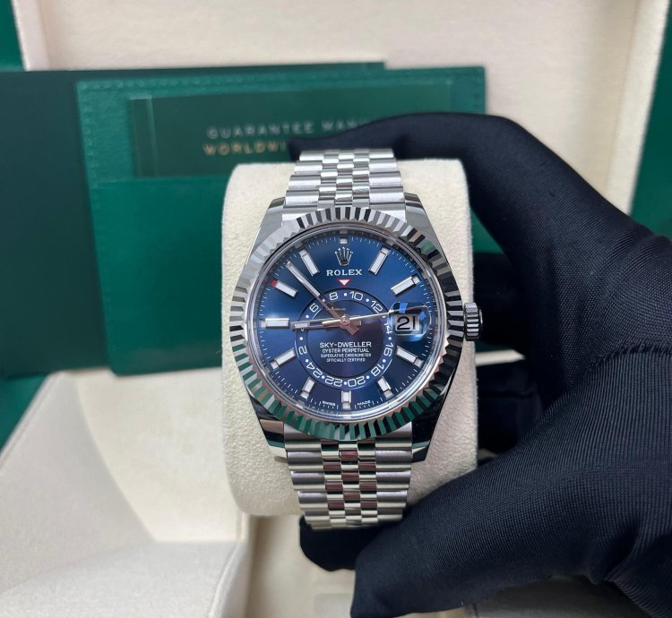 Rolex Sky-dweller White Rolesor Sky-dweller Watch - Blue Index Dial - Jubilee Fluted Bezel 326934