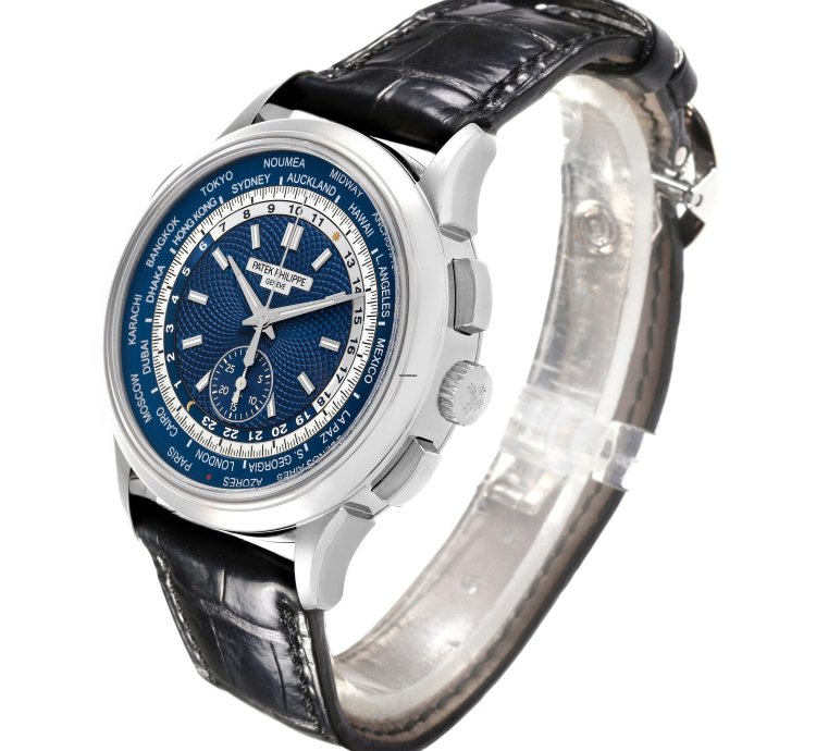 Patek Philippe World Time Chronograph Complications White Gold Mens Watch 5930 Box Papers