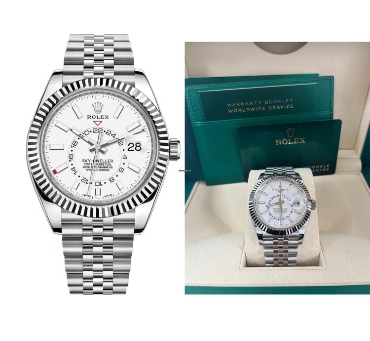 Rolex Sky-dweller White Rolesor Sky-dweller Watch - White Index Dial - Jubilee Bracelet 326934