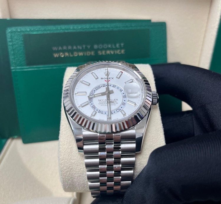 Rolex Sky-dweller White Rolesor Sky-dweller Watch - White Index Dial - Jubilee Bracelet 326934