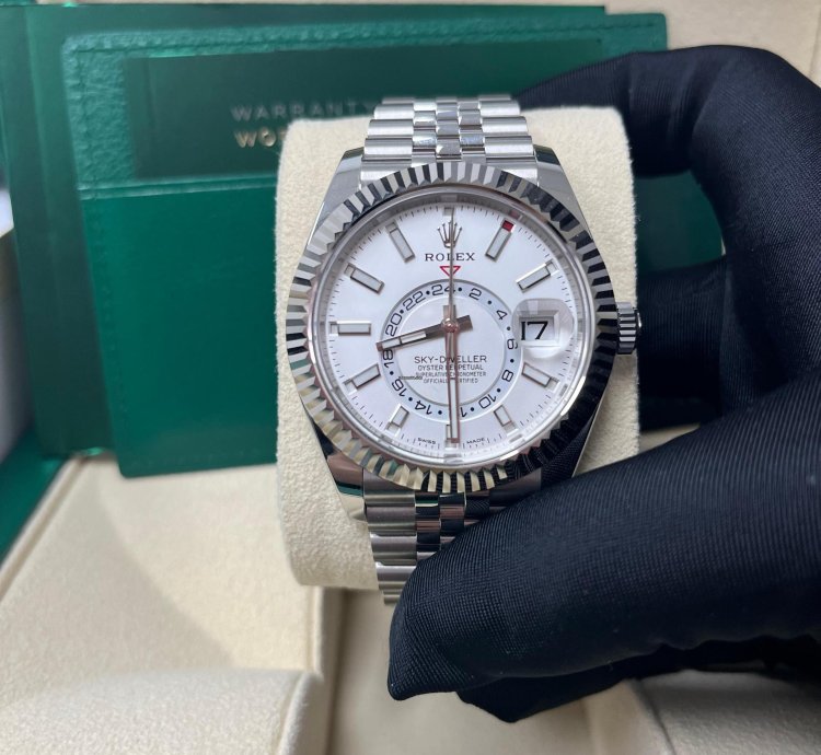 Rolex Sky-dweller White Rolesor Sky-dweller Watch - White Index Dial - Jubilee Bracelet 326934