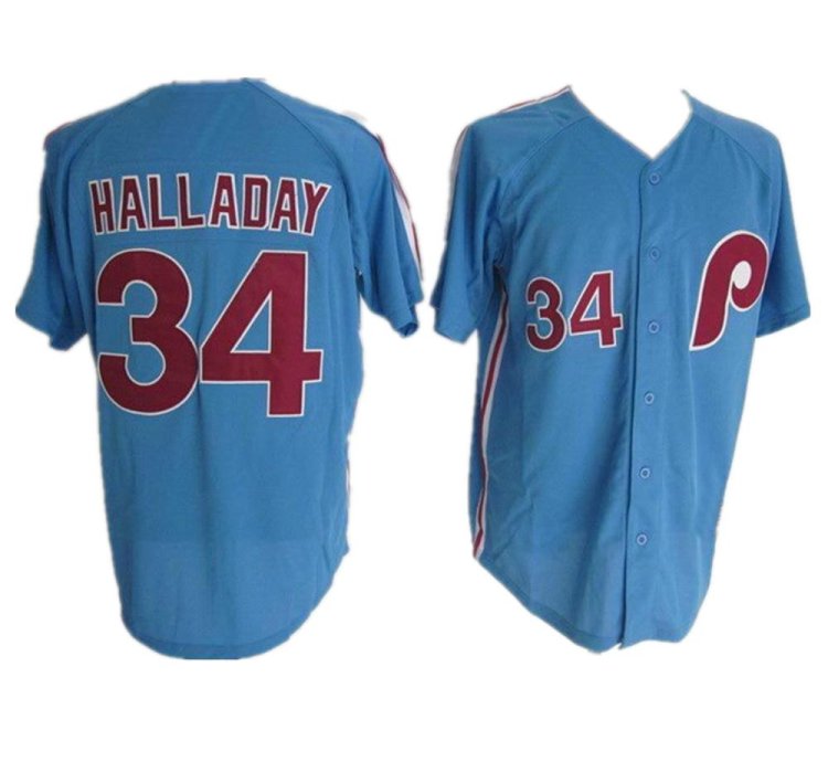 Philadelphia Phillies Roy Halladay Blue Throwback Jersey