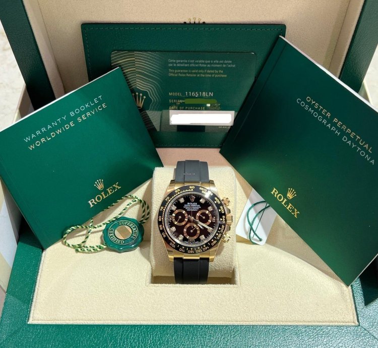 Rolex Daytona Unworn Yellow Gold Daytona 116518ln Black Diamond Dial