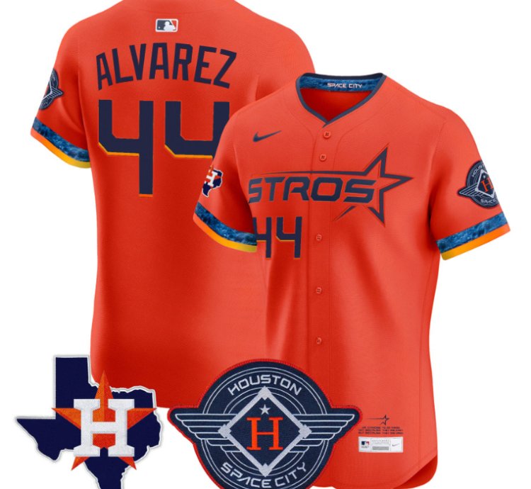 Yordan Álvarez Jersey 44 Houston Astros 2025 City Connect Texas Patch Premier Elite Stitched Orange