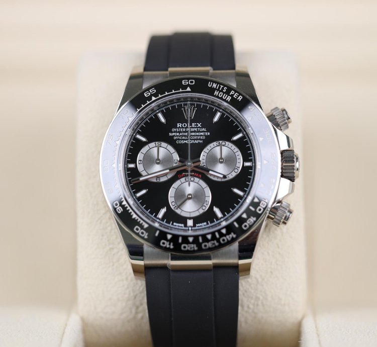 Rolex Daytona Wei Gold Oysterflex Schwarz - 12 2023 - Lc100 - Wie Neu - Fullset