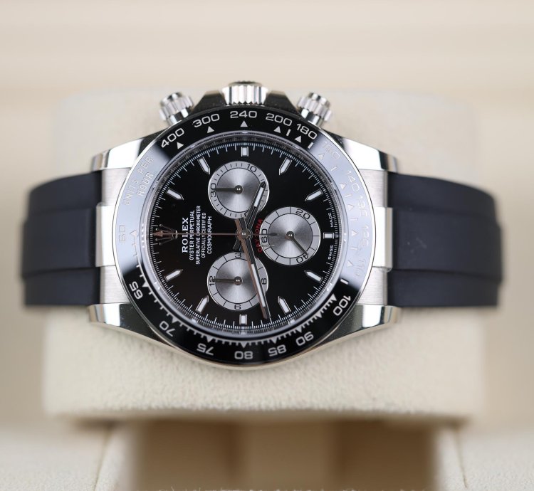Rolex Daytona Wei Gold Oysterflex Schwarz - 12 2023 - Lc100 - Wie Neu - Fullset
