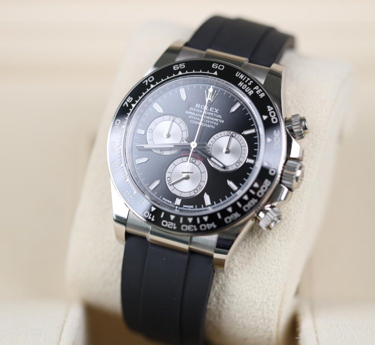 Rolex Daytona Wei Gold Oysterflex Schwarz - 12 2023 - Lc100 - Wie Neu - Fullset