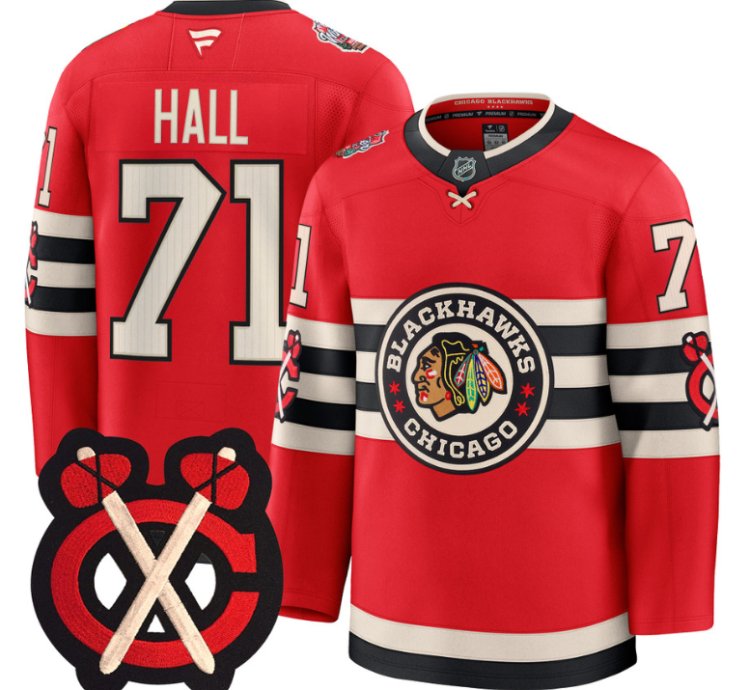 Taylor Hall Jersey 71 Chicago Blackhawks Winter Classic Patch Stitched Red