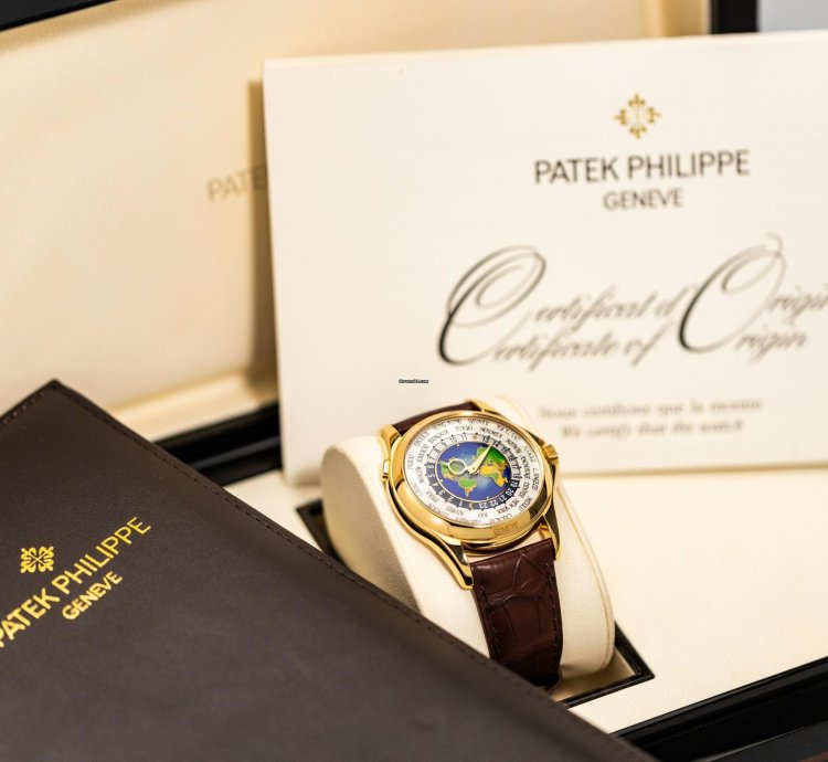 Patek Philippe World Time Cloisonn Ref 5131j-001 18k Yellow Gold Folding Clasp Box Papers Bj-2010 Excellent