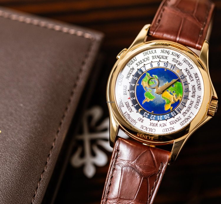 Patek Philippe World Time Cloisonn Ref 5131j-001 18k Yellow Gold Folding Clasp Box Papers Bj-2010 Excellent