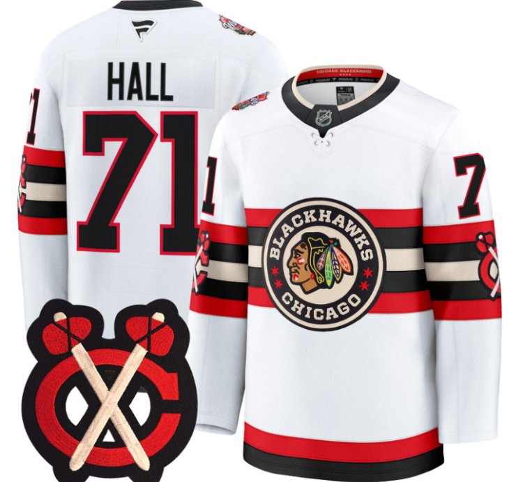 Taylor Hall Jersey 71 Chicago Blackhawks Winter Classic Patch Stitched White