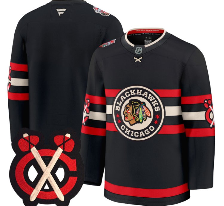 Team Jersey Chicago Blackhawks Winter Classic Patch Premium Stitched Black