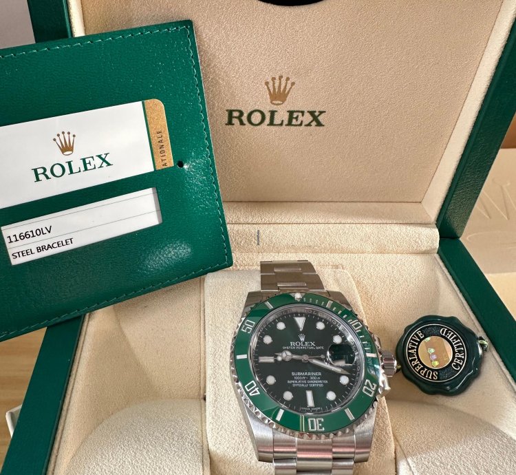 Rolex Submariner Date 116610lv Hulk Full Set Full Stickers Qr Code Italiano