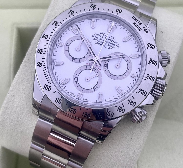 Rolex Daytona White Aph Dial New Unworn Fully Stickers Qr Code Full Set Box Papers - Long Clasp