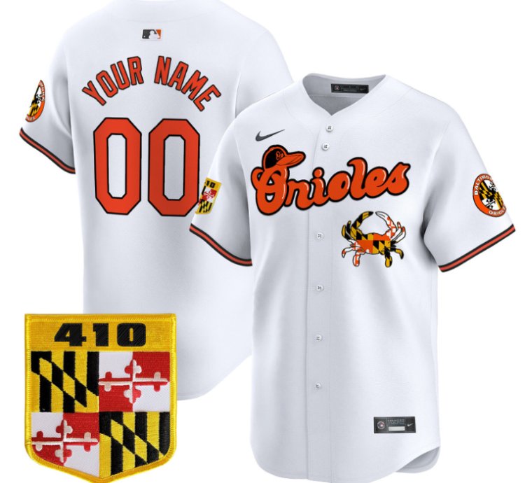 Custom Baltimore Orioles Jersey 410 Chesapeake Crab Patch Premier Limited Stitched White