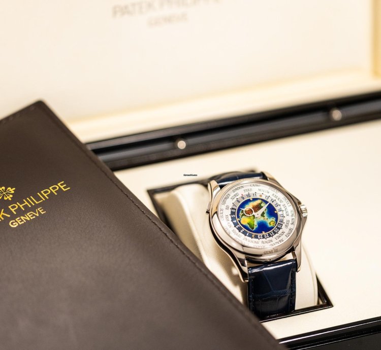 Patek Philippe World Time Cloisonn Ref-5131g-001 18k White Gold Folding Clasp Box Papers Bj-2011 Germany Excellent