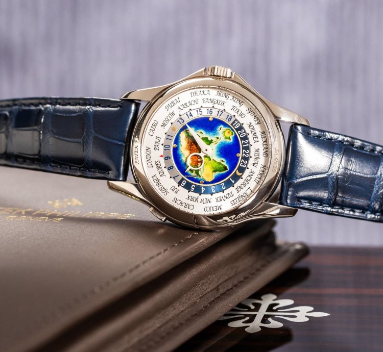Patek Philippe World Time Cloisonn Ref-5131g-001 18k White Gold Folding Clasp Box Papers Bj-2011 Germany Excellent