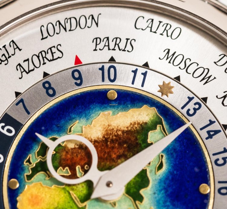 Patek Philippe World Time Cloisonn Ref-5131g-001 18k White Gold Folding Clasp Box Papers Bj-2011 Germany Excellent