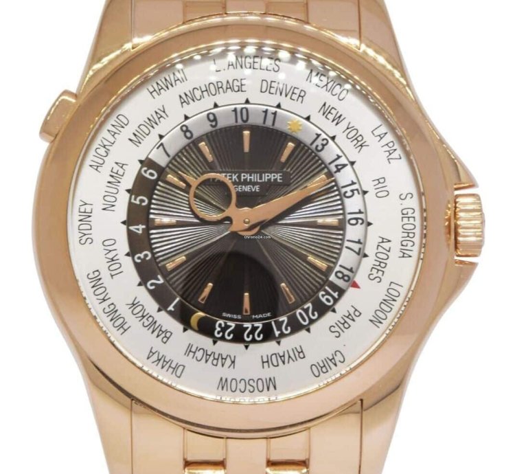 Patek Philippe World Time Complications 18k Rose Gold Mens 39 5mm Watch 5130 1r