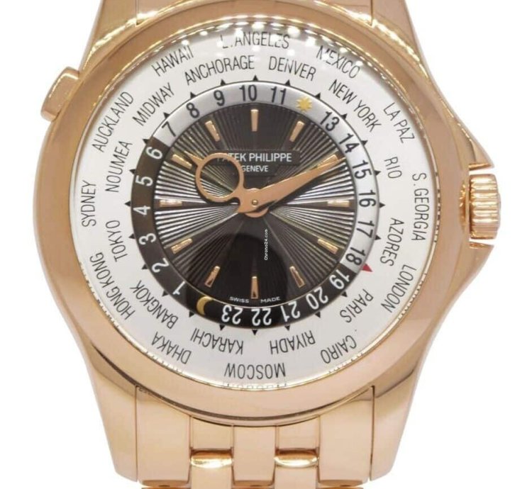 Patek Philippe World Time Complications 18k Rose Gold Mens 39 5mm Watch 5130 1r