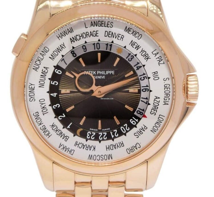 Patek Philippe World Time Complications 18k Rose Gold Mens 39 5mm Watch 5130 1r