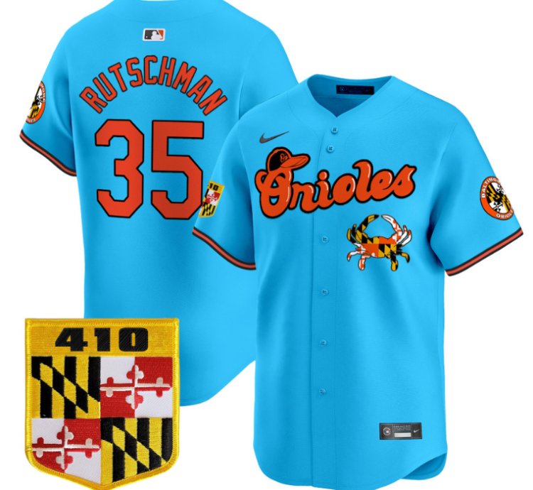 Adley Rutschman Jersey 35 Baltimore Orioles 410 Chesapeake Crab Patch Limited Stitched Light Blue