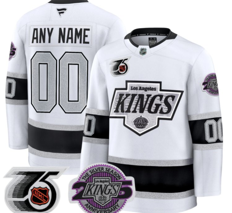 Men Custom Los Angeles Kings Jersey 91-92 75th 25th Anniversary Stitched White